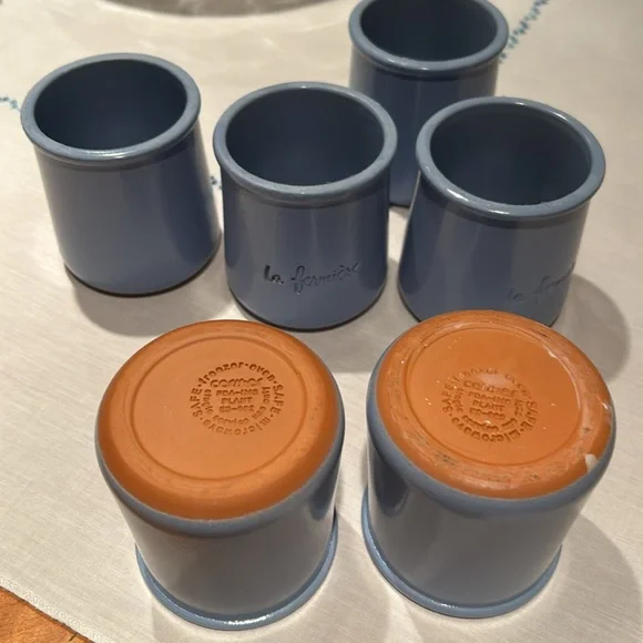6 empty clay la fermiere yogurt pots. Blue Desired by crafters and bakers - Picture 5 of 6